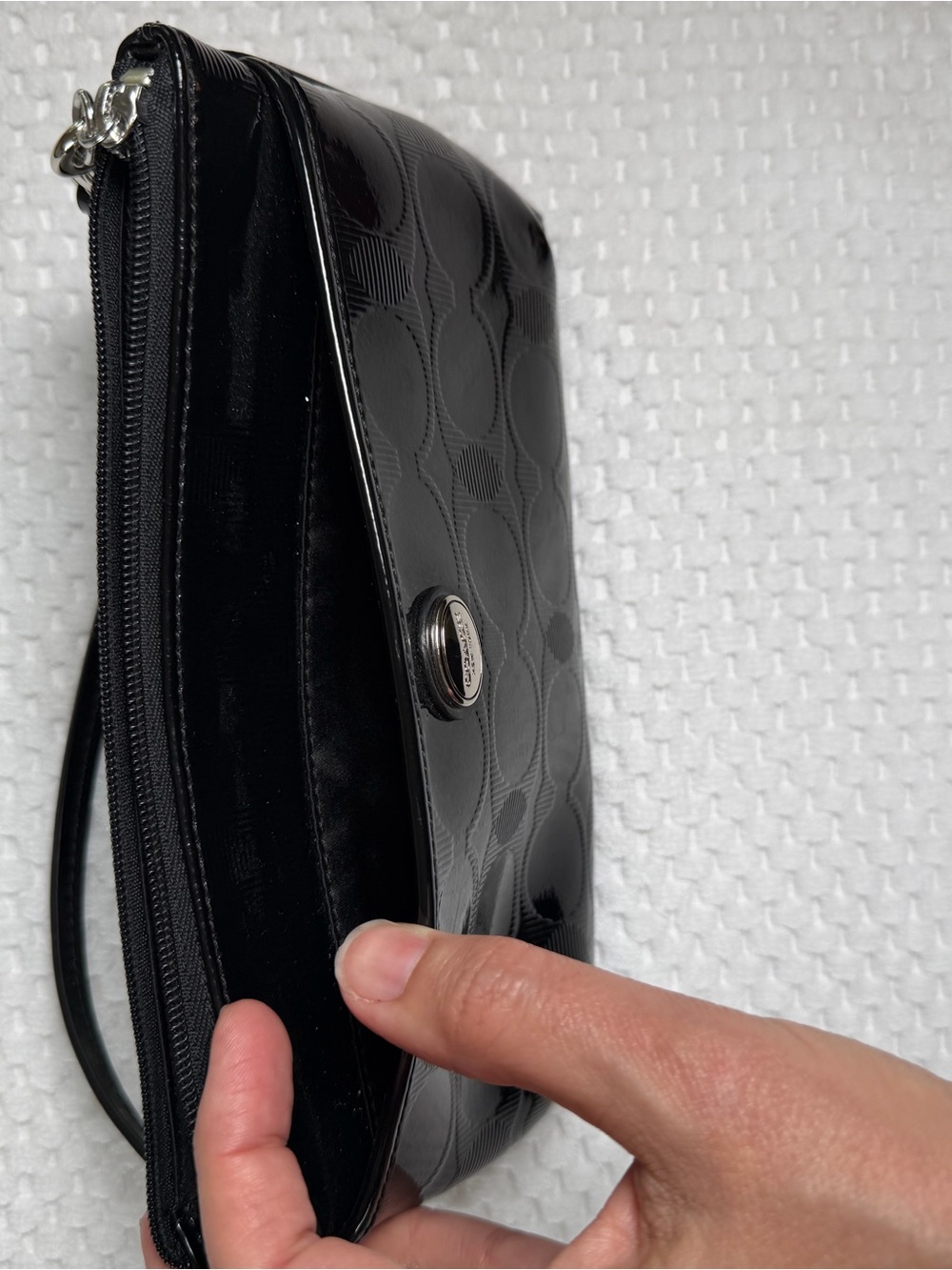 Coach Black Patent Signature Wristlet with Removable Strap - Picture 4 of 4